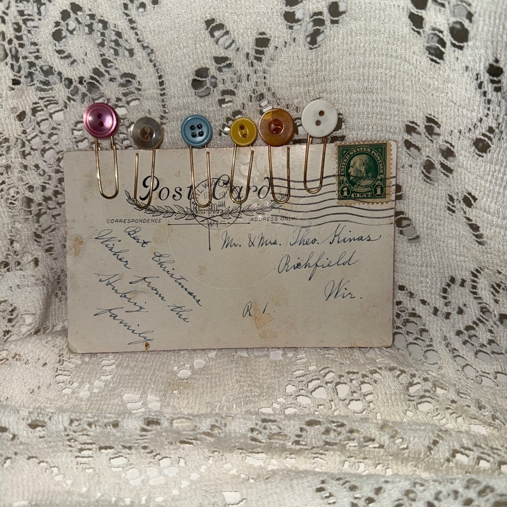 Gold Paperclip Button Bookmark Set - Multicolor Buttons - Picture 3 of 4